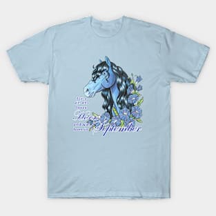 Girl Who Loves Horses Born in September T-Shirt